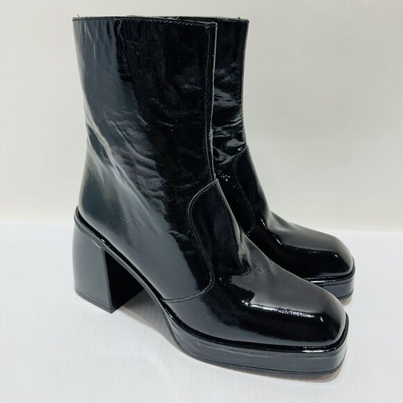 Free People Ruby Women's 41/ 10 Platform Bootie Black Patent Leather NWOB - Picture 6 of 12